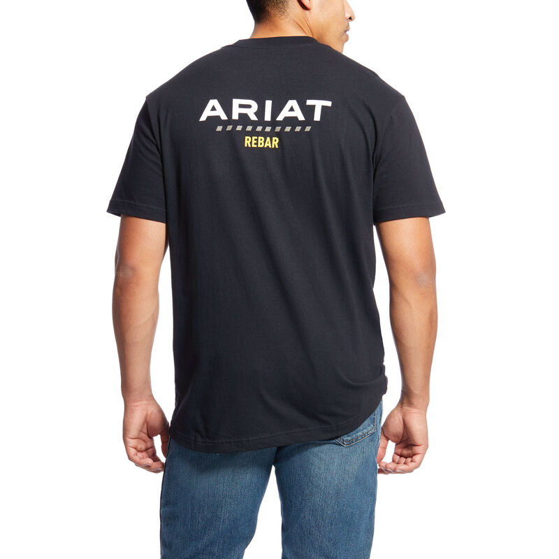 Ariat Work: Rebar Cotton Strong Logo Camisetas Hombre - Negras (HBIDP1674)